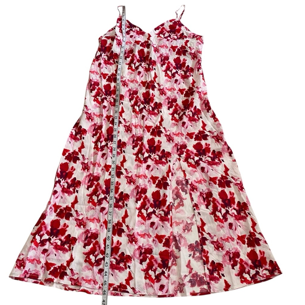 NWT a new day Red Floral Crepe Midi Slip Dress Women’s Size Large - Picture 10 of 12